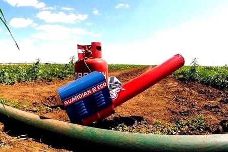 Газовый отпугиватель птиц на поле Газовый отпугиватель птиц на поле